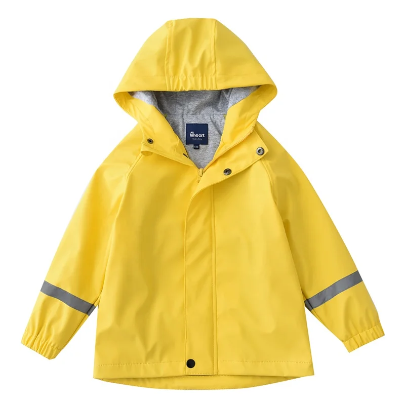 Boys Girls Cotton Lined Waterproof Rain Jackets Hooded Windbreaker Kids Outdoor Waterproof Jacket