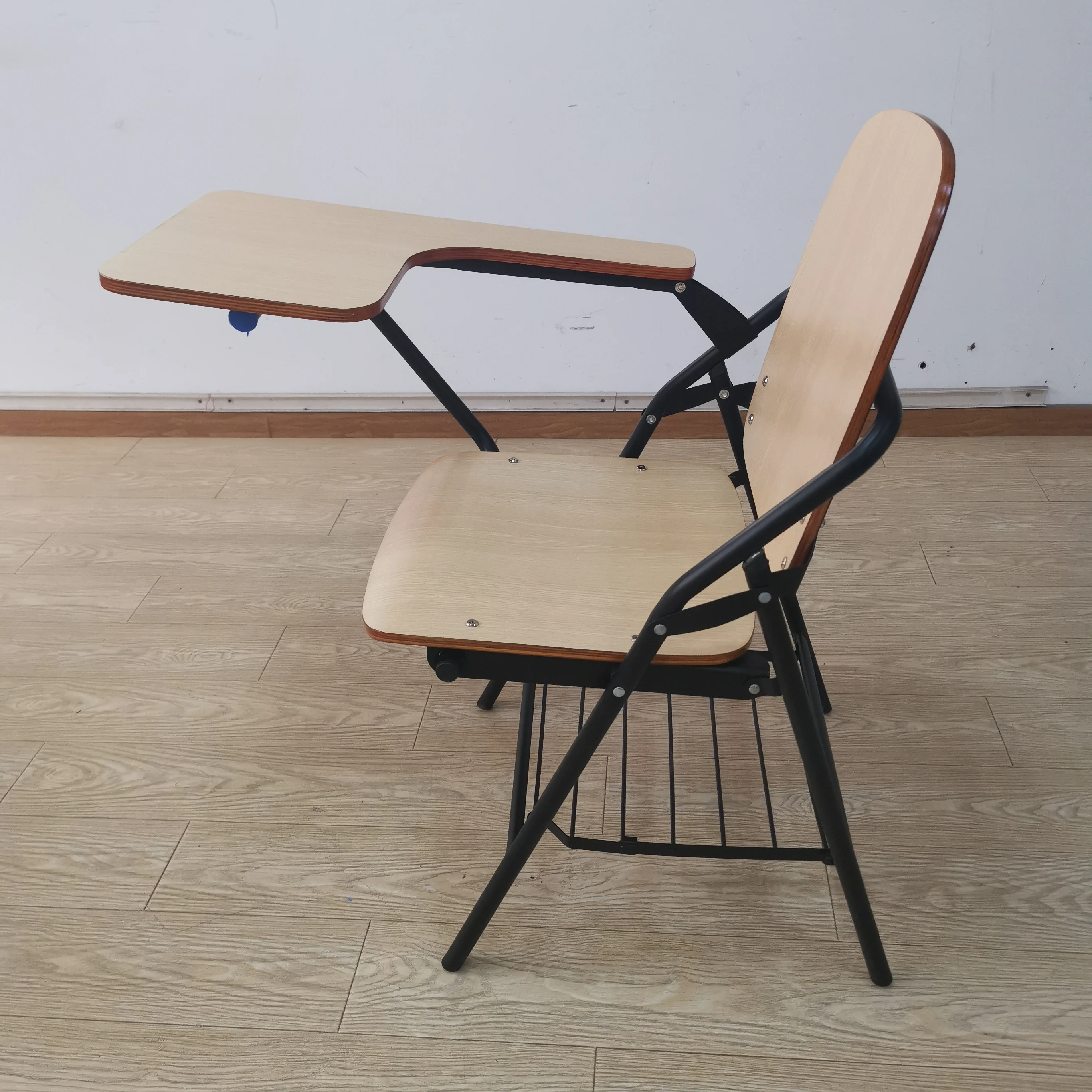 wood laminate School Study Training Meeting Conference Chair with Writing Pad Tablet