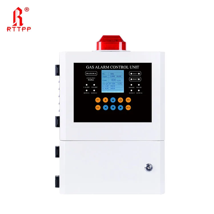 RTTPP Wall-Mounted 125 Channels RS485 Output LCD Gas Detection Controller Multifunctional Sound Light Gas Alarm Panel