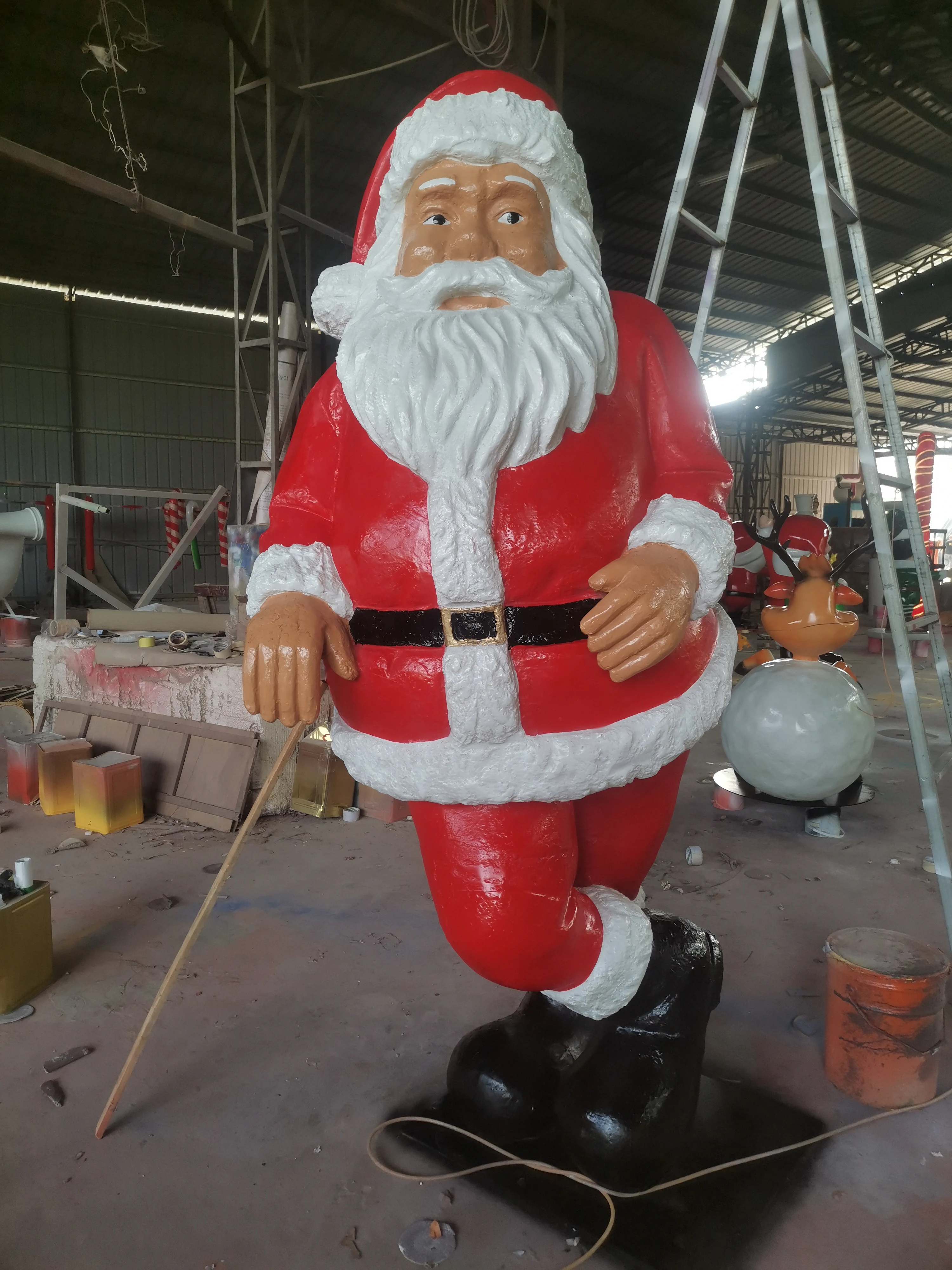 commercial fiberglass giant large waterproof outdoor Christmas life size santa clause sleigh decorations for sale