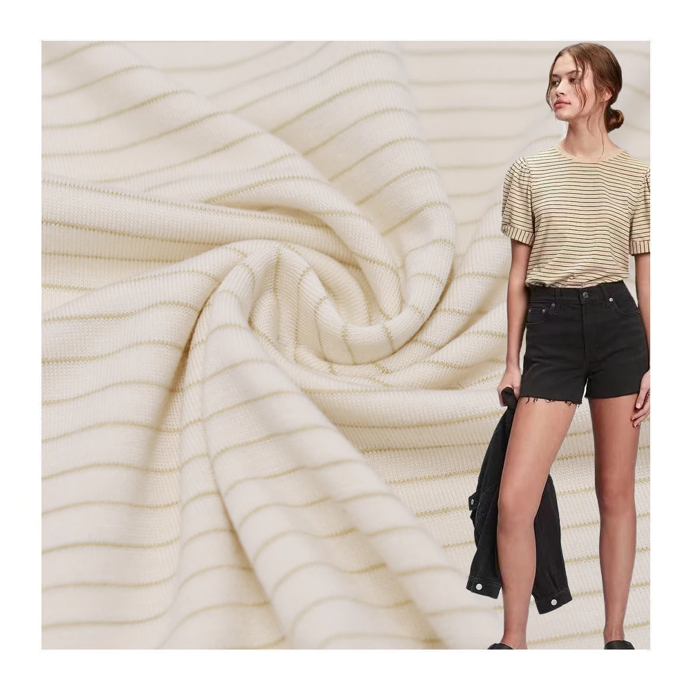 OEKO-TEX STANDARD 100 wicking Rayon Cotton stripe knitted soft jersey fabric for T-shirt