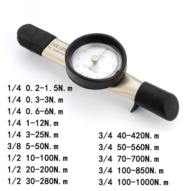 Dial needle indicator Torque wrench with 0.2 to 200 280 420 560 700 1000N/m 1/4 3/8 1/2 3/4 inch square ratchet driver spanner
