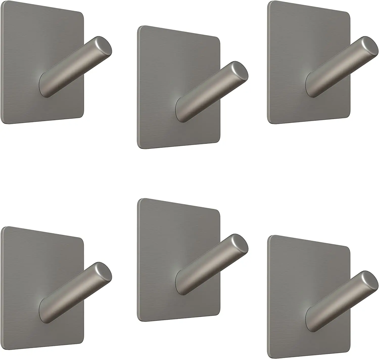 Matte Black SUS304 Stainless Steel Waterproof Wall Hook with Strong Tape-6 pack