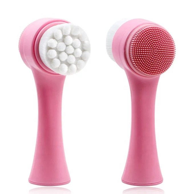 Handheld Dual Sided Facial Cleansing Silicone Face Brush Soft Bristle