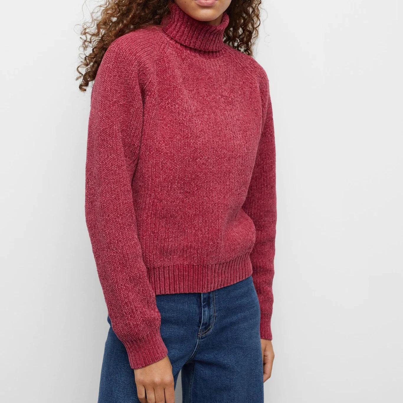 2022 New Trend Rolled Neck Long Raglan Sleeve Straight Design Half Cardigan Knit Top Winter Sweater for Women