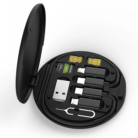 Контейнер для хранения и преобразования USB-кабеля многофункциональный зарядный линейный преобразователь Lightning Type C микро-инструмент