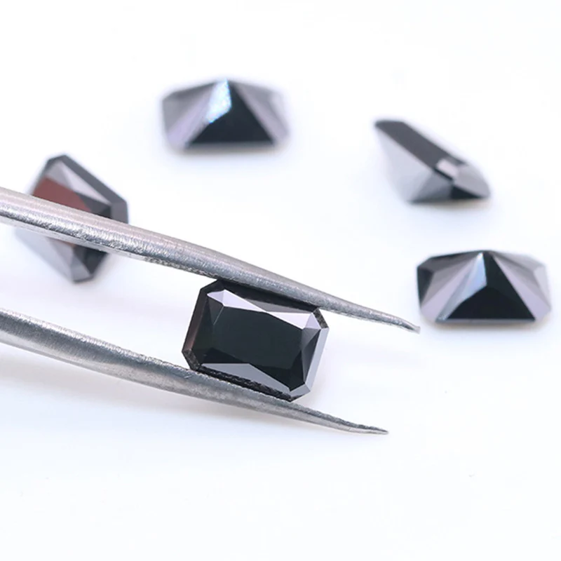 Factory price black moissanite various shapes passed certificate laboratory loose stone black moissanite