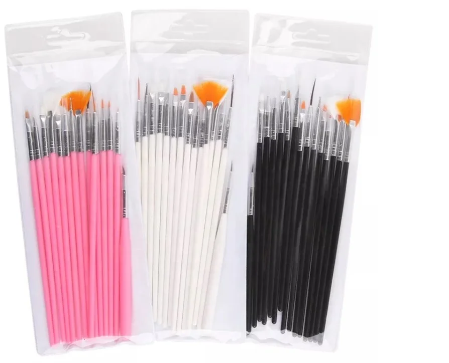 15 Pcs/Set Nail Art Brush UV Gel Manicure Tool Kit Painting Drawing Liner Pen Manicure Tool Kit Polish Brush Set