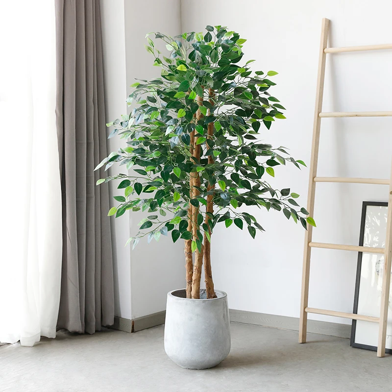 
1.5m ficus faux tree with round bonsai cerment eco friendly plastic made suit living room 