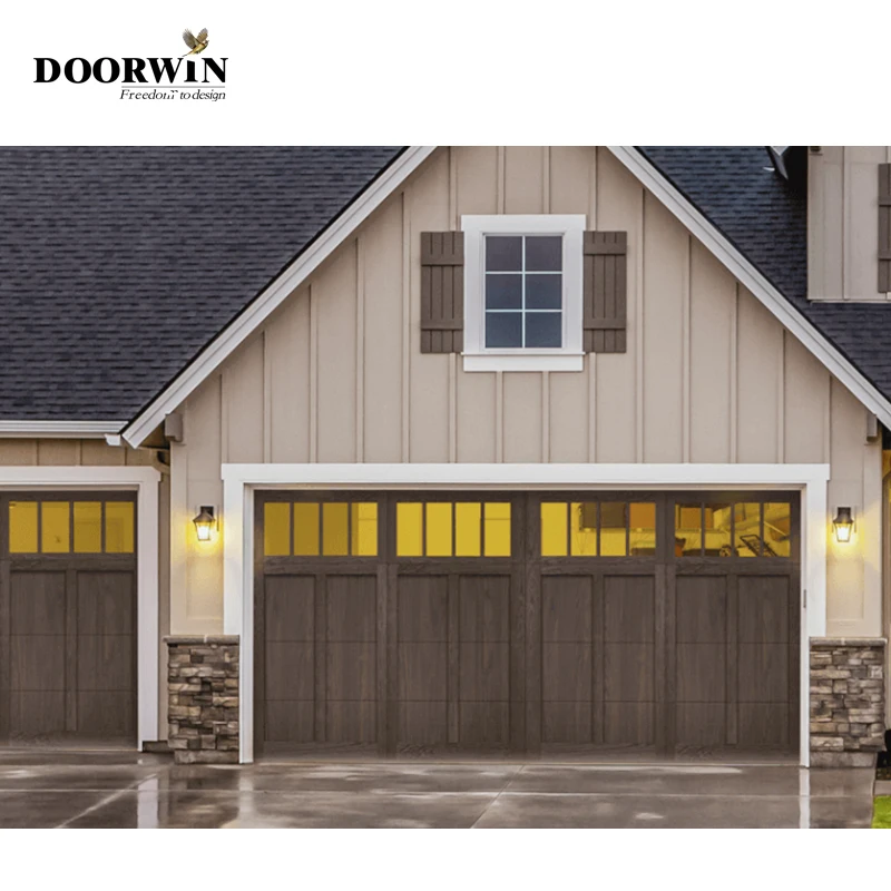 Doorwin Modern electric aluminum garage doors price full view automatic sectional clear glass garage door