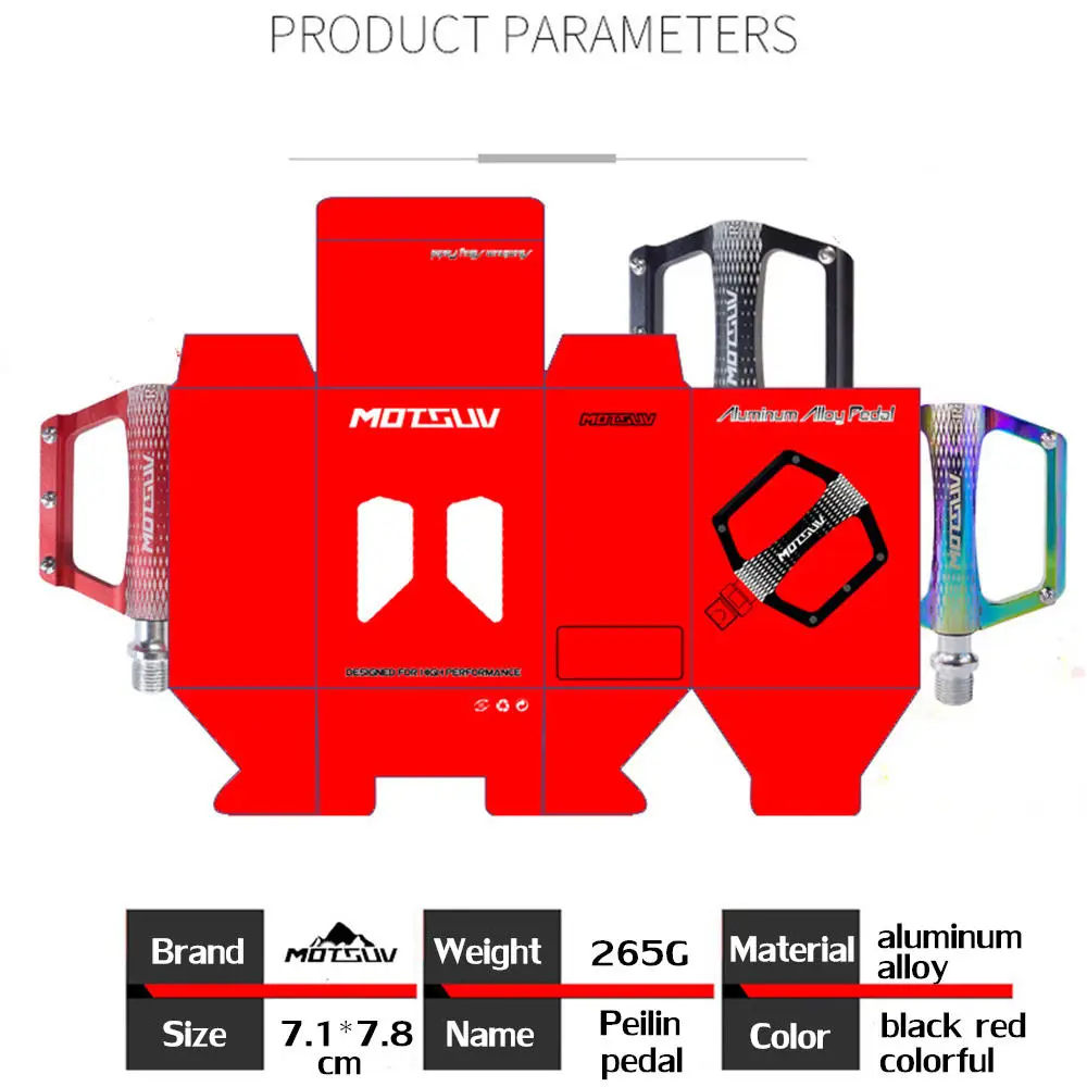 Motsuv Bicycle Pedals Ultralight Aluminum Alloy Colorful Hollow Anti-Skid Ud Bearing Mtb Bike Accessories Mtb Foot Peilin Pedals