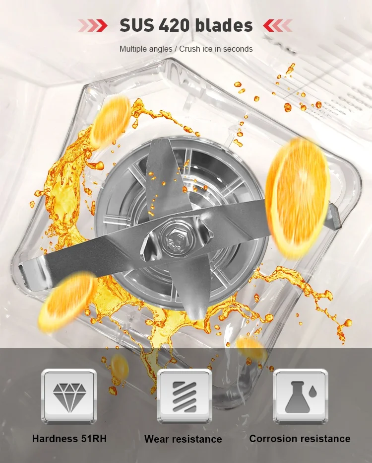 Programmable Blender Soundproof Kitchen Countertop Industries Strong Quite Ultra-High Speed Operation Commercial Blender