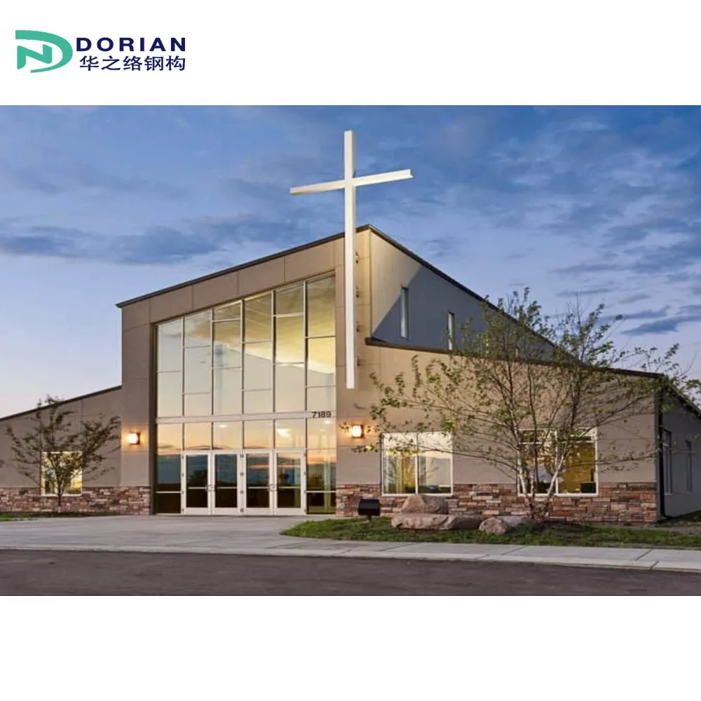 modern design cathedral house prefab steel structure church commercial buildings