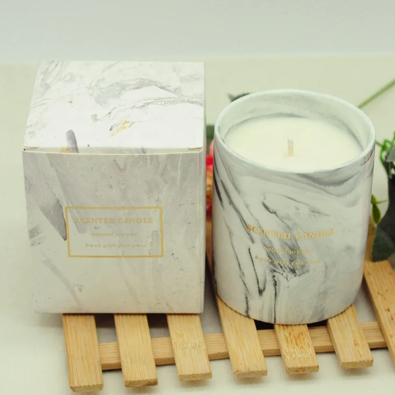 Custom Ceramic Concrete Candle Jar with color box