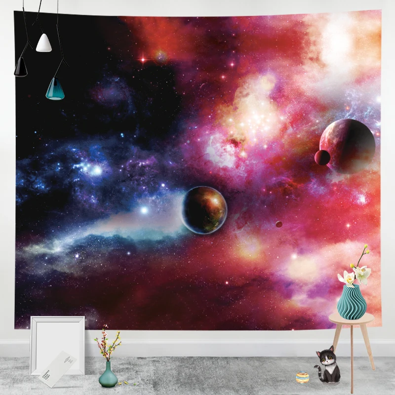 
Wholesale Custom Printed tapestry Luxury Starry elk sci-fi vision Print for living room 