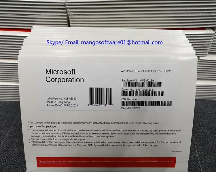 
100% Working Microsoft-windows10 Pro key Software DVD OEM Package 