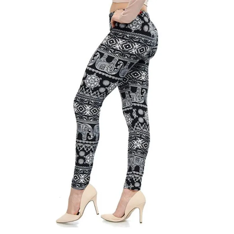 Print Flower Leggings Plus Size Guitar Plaid Thin Nine Pants Fashion Women Clothing Aptitud Trousers