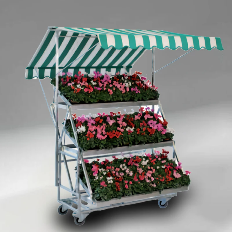 Heavy duty 4 shelves danish trolley pallet rack flower transportation nursery trolley cart