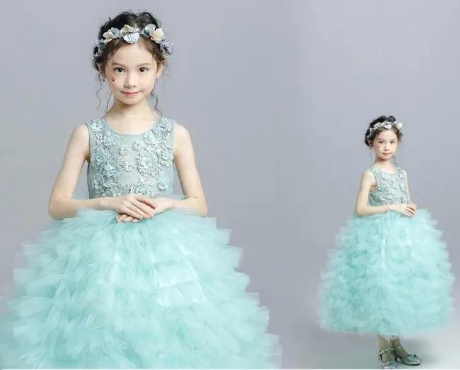 Baby Frock Design Girls Ball Gown Puffy Flower Girls Ball Gown