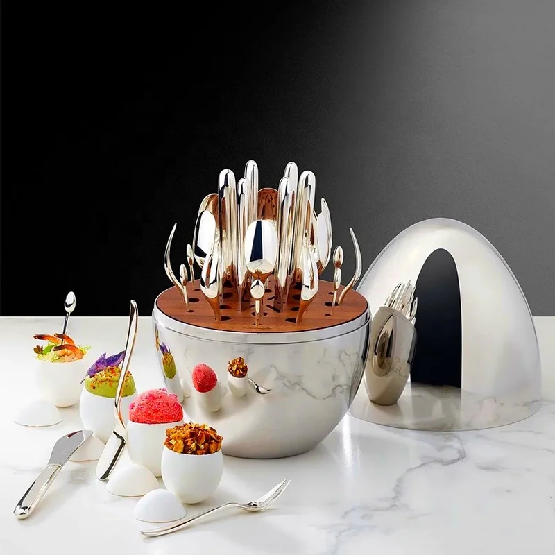 2021 MOOD Mood Egg Mood Tempera Golden Egg Cutlery 24-piece Set European Light Luxury Series Tableware