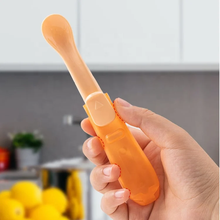 Portable Traveling Food Grade Foldable Plastic Handle Kids Spoon and Fork Set Feeding Spoon Baby