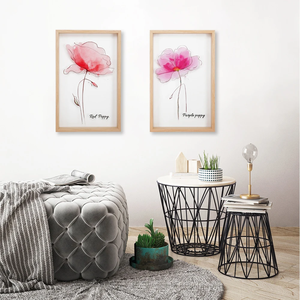 Hot sell abstract art paintings with UV flower printing on glass