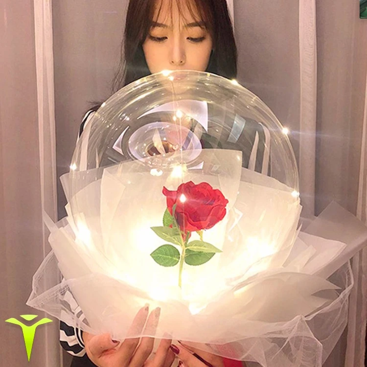 Flower Colourful Led Bobo Balloon Rose Bouquet