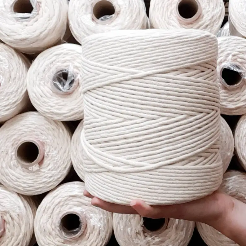 Recycled Natural Twisted Color Macrame Cotton Rope 3mm 4mm Cotton Makramee cord