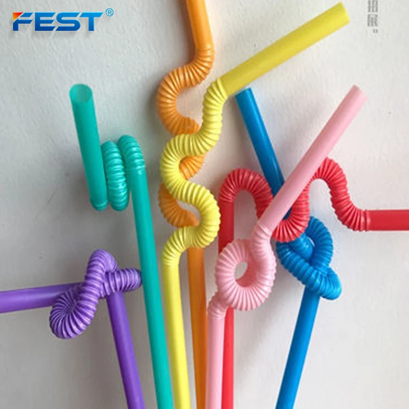FEST Different Fold Disposable Straw Colorful Drinking Straw Milk Tea Food Grade Suck Bubble Tea Straw for drink