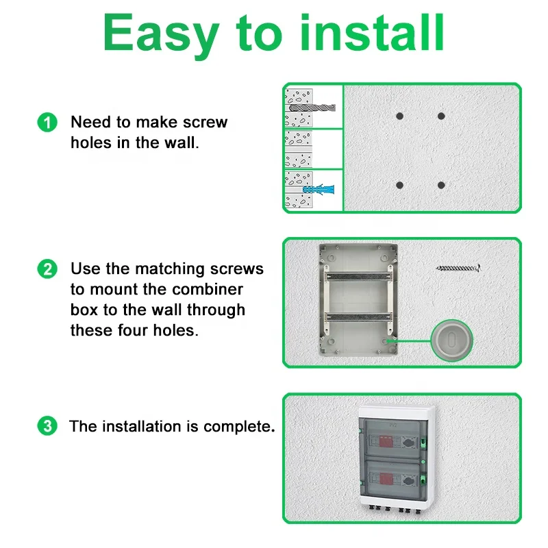 CNLonQcom 4-2 1000V 32A 4 In 2 Out Solar Plastic IP65 Waterproof Box | Durable ABS Material 4 Strings Combiner Box