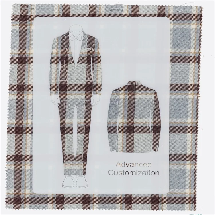 fancy casual yarn dyed woven plaid polyester rayon spandex suit coat fabric