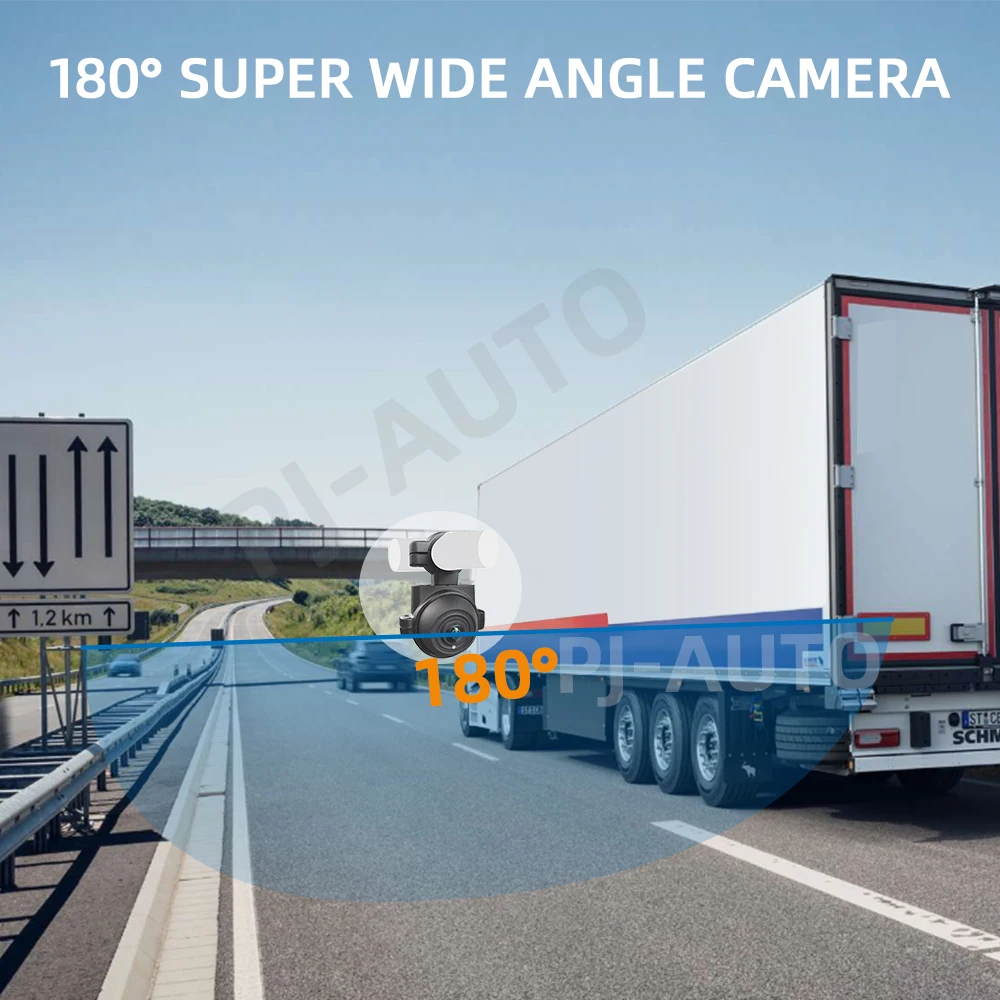 PJAUTO AHD Waterproof 180 Degree Super Wide Angle Camera Tuck Bus Backup Reverse Camera with Professional Fisheye Correction