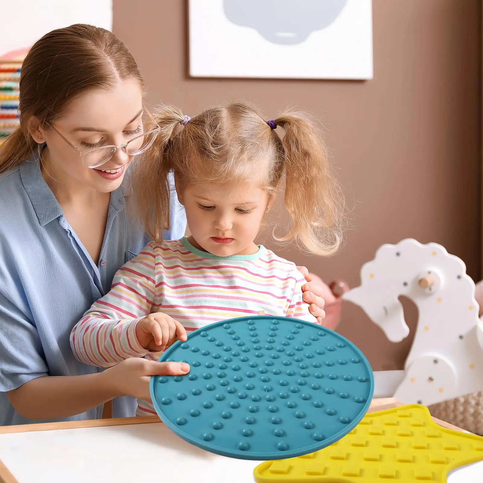 12Pcs Matching Game Sensory Discs Sensory Circles Silicone Mat Tactile Stimulation for Calming Sensory Play