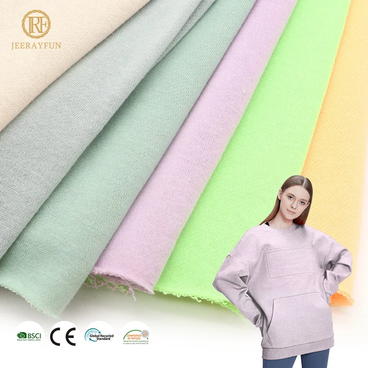 Custom design multi-color polyester and cotton 210gsm soft knit dyeing terry fabric for women clothes