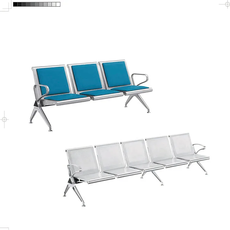 High Quality Commercial Full Leather Padded Sofa Chair Office Furniture Chair Reception Room Waiting Bench Seat