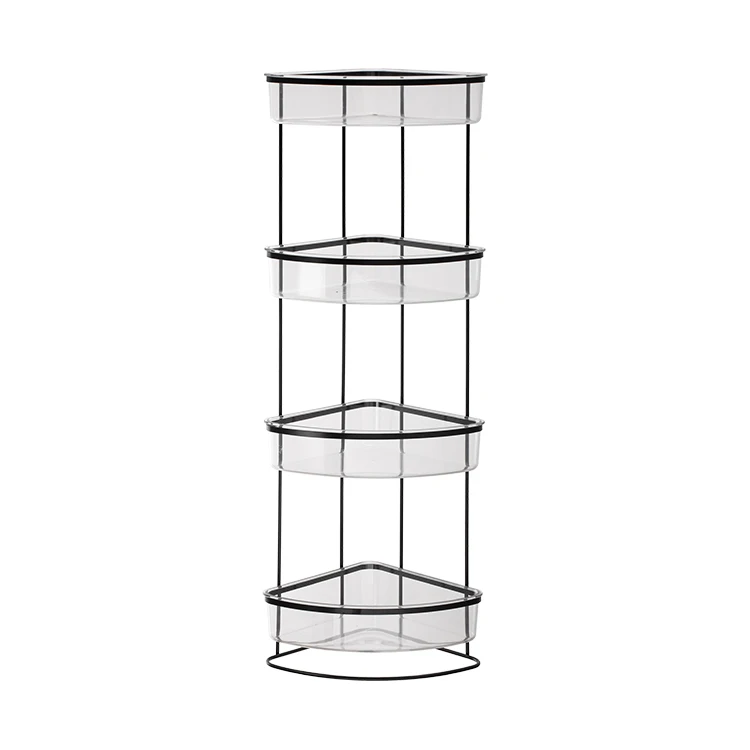 4-tier corner rack Bathroom Storage Organizer Shelf with  PS Box Telescopic Freestanding Bathroom Rack