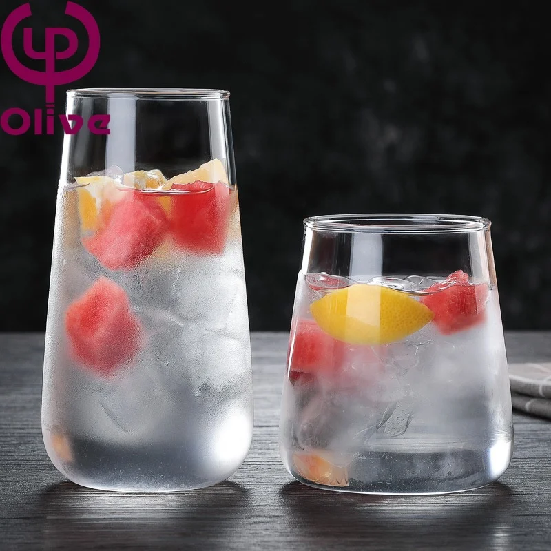 Large Capacity Home Bar Party Transparent High Borosilicate Glass Pot Belly Water Drop Drinking Milk Coffee Juice Water Glass