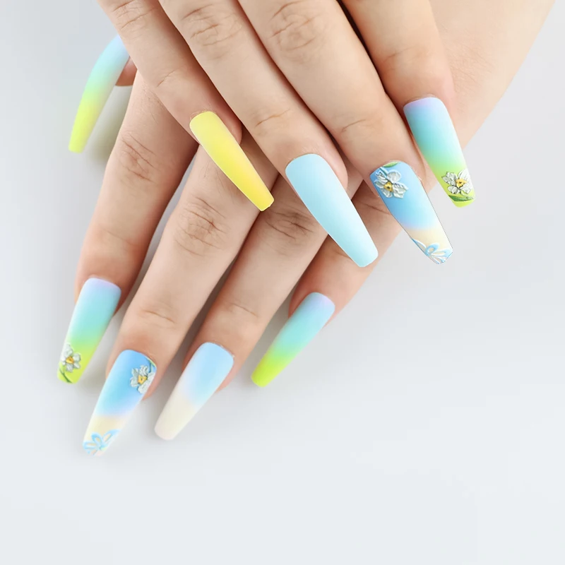 Festival Concert Bar Nightclub Luminous Ballet nail with flat tip and water drop