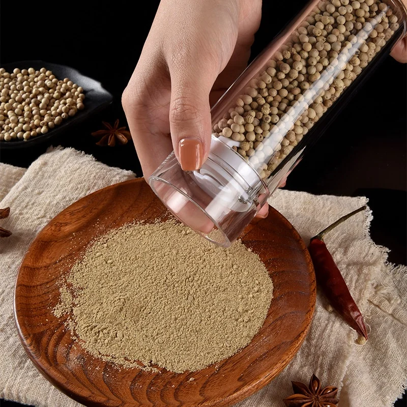 Manual acrylic wood salt and pepper grinders mills set with adjustable ceramic core suitable for BBQ,family dinner kitchen