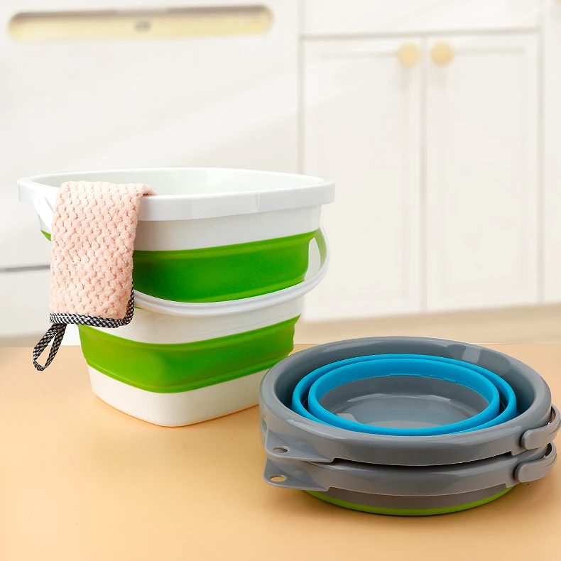 5L 10L Portable Folding Water Bucket Storage Collapsible Bath Bucket for Outdoor Clamping Kitchen Home