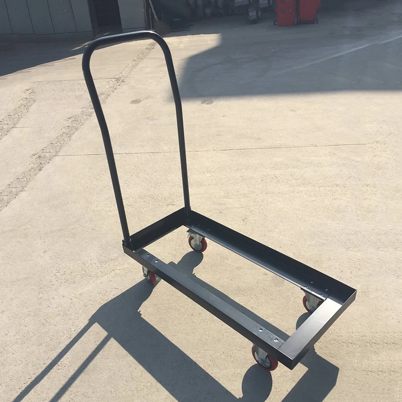 Warehouse Foldable Handle Big Wheel Heavy Duty Trolley Steel Platform Cart