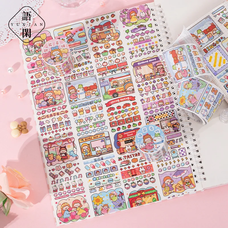 1pcs/lot Washi Masking Tapes Dicky Colorful Holiday diary Decorative Adhesive Scrapbooking DIY Paper Japanese Stickers