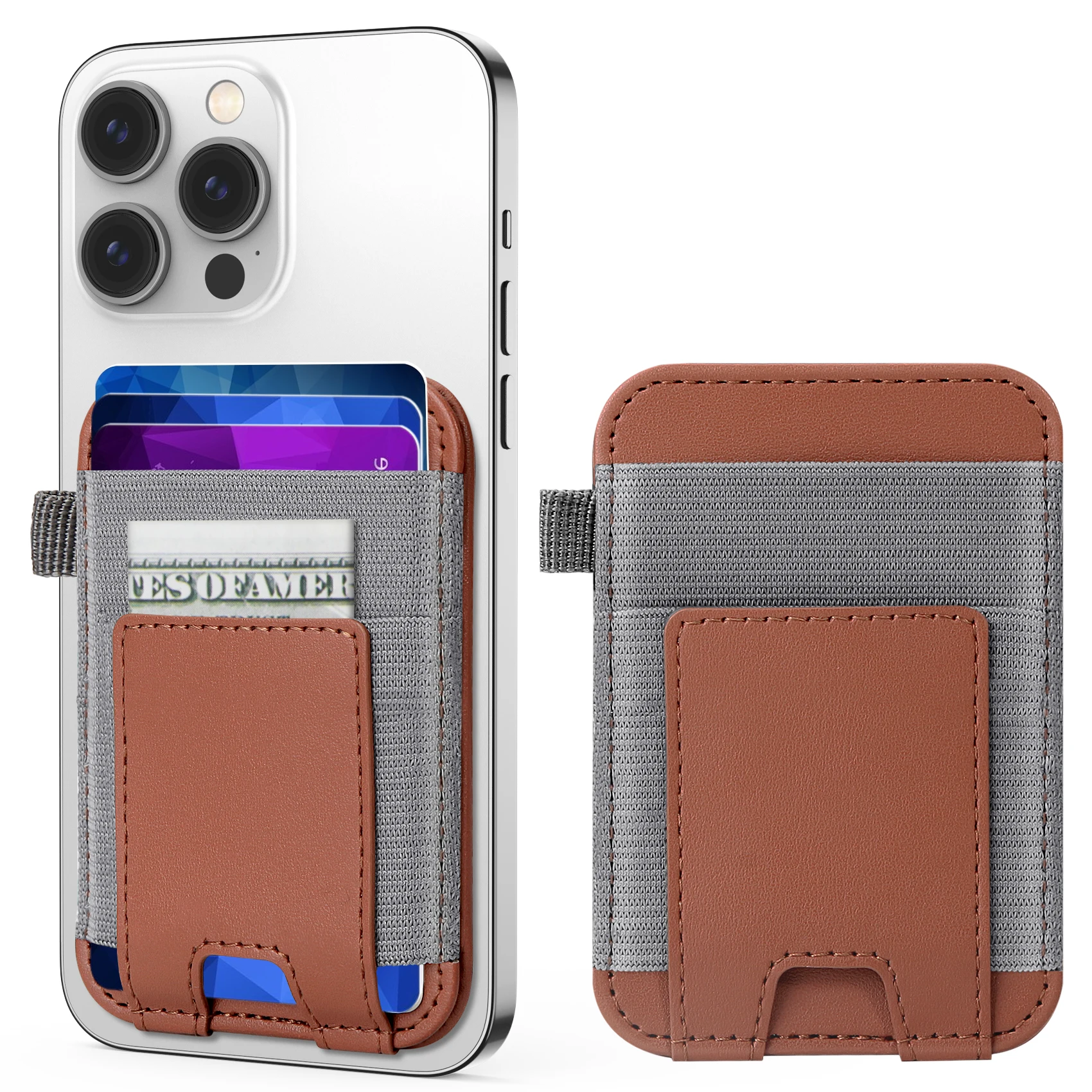 Best Sellers  Magnetic Mobile Phone Card Bag Sleeve PU Magnets for Cellphone and Wallet with pockets