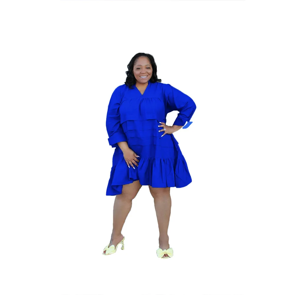 E-PP071 New Arrive Spring Fall Long Sleeve Fat Woman Clothing White Plus Size 5XL Woman Dress