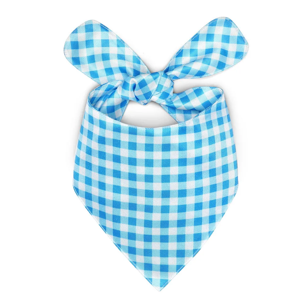 High Quality Sublimation Blanks Pet Washable Triangle Plaid Pet Bandanas Adjustable Custom Dog Scarf Bandana