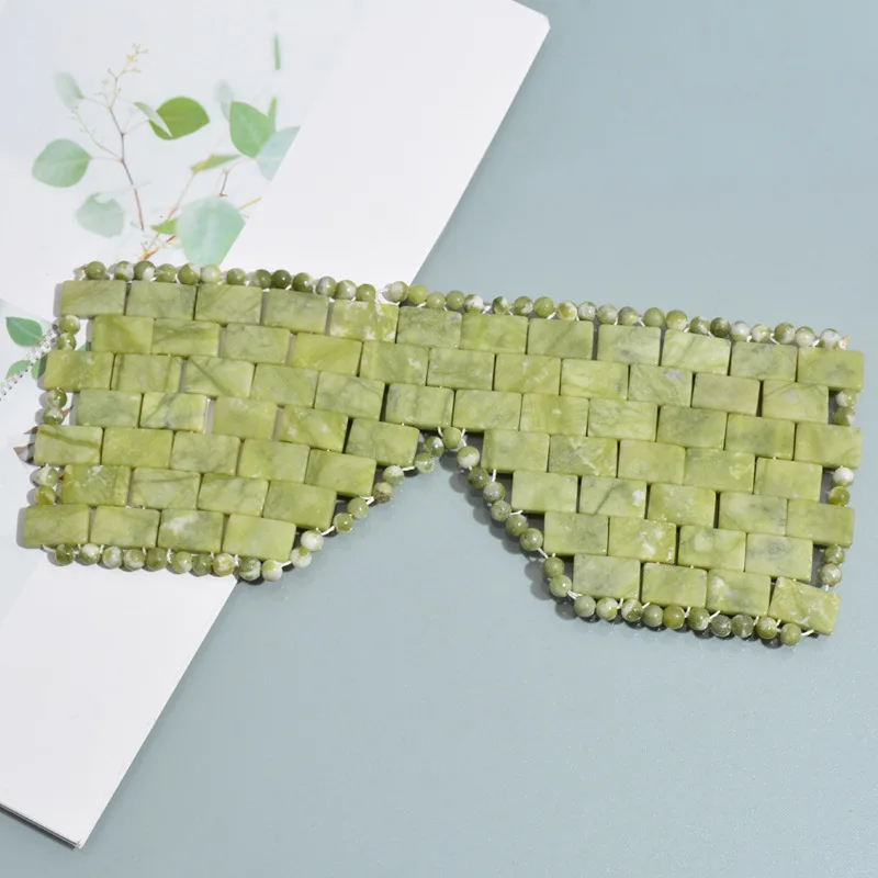 Handmade gua sha facial tool Natural Anti-Aging Xiuyan Jade Eye Mask Jade Stone Eye Mask For Dry Eye Mask