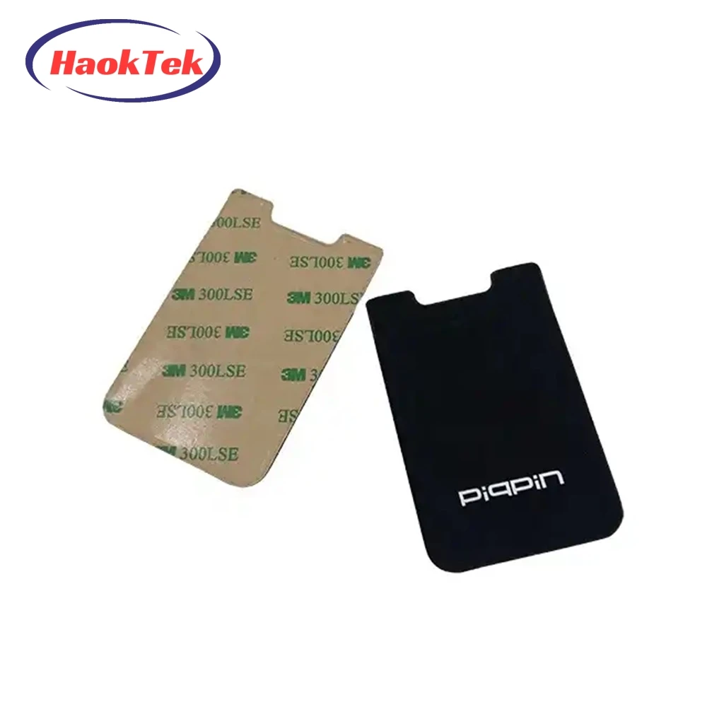 HAOKTEK Custom Phone Card Holders Silicone 3m Adhesive Stick-on Phone Case Holder Id Credit Card Wallet For Phone