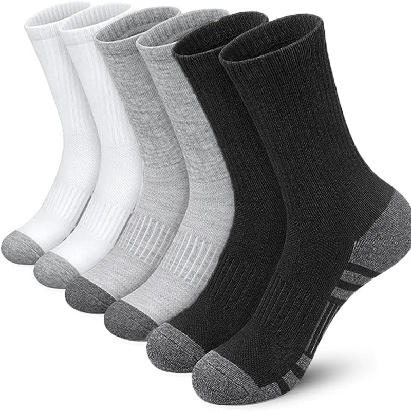 Comfortable Black White Grey Breathable Anti Bacterial Socks Latest Promotion Price Merino Wool Sports Socks For Autumn