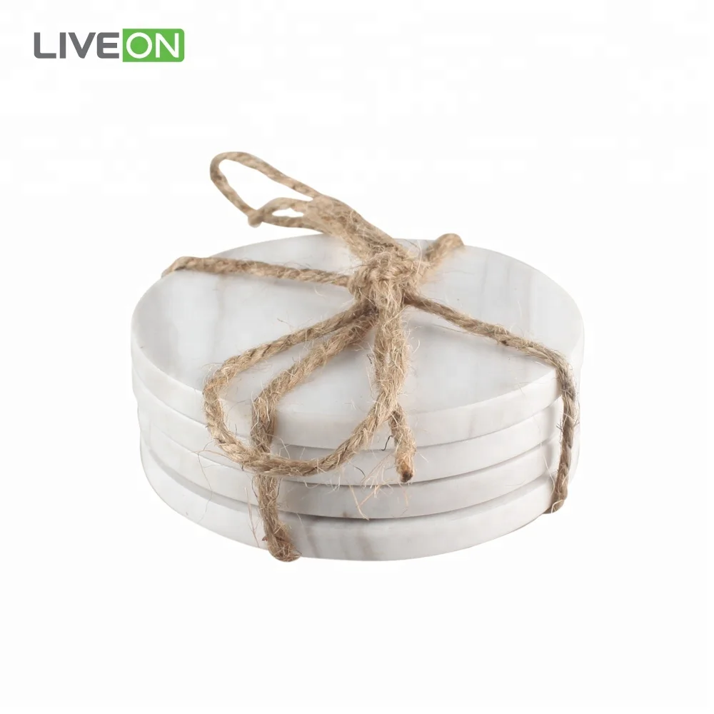 Round Custom Coaster 4pcs Marble Costers for Drink