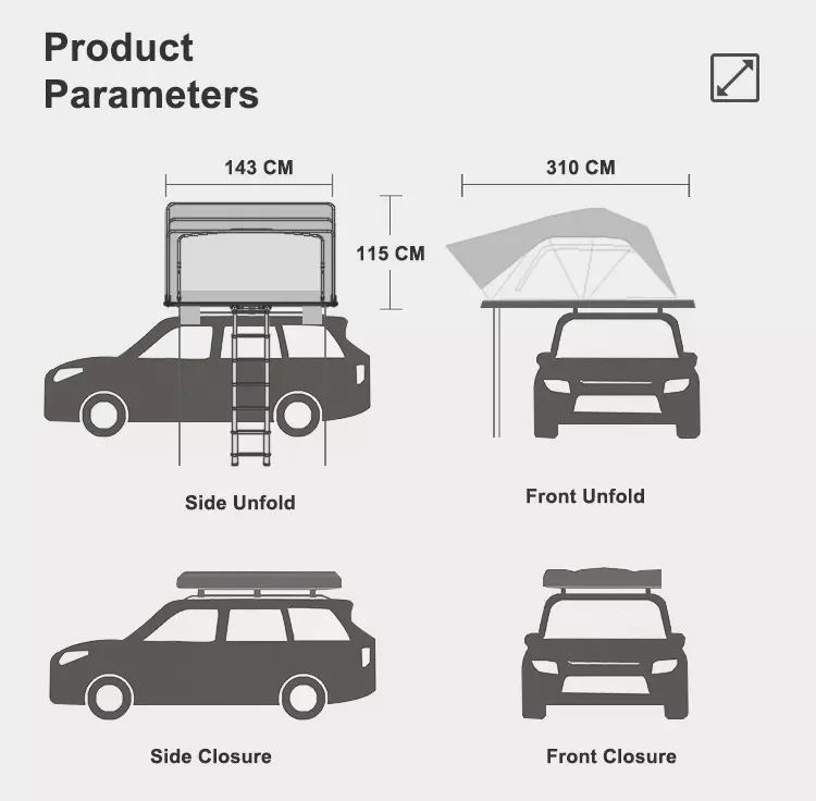 camping clam shell automatic canvas aluminum car roof top tent